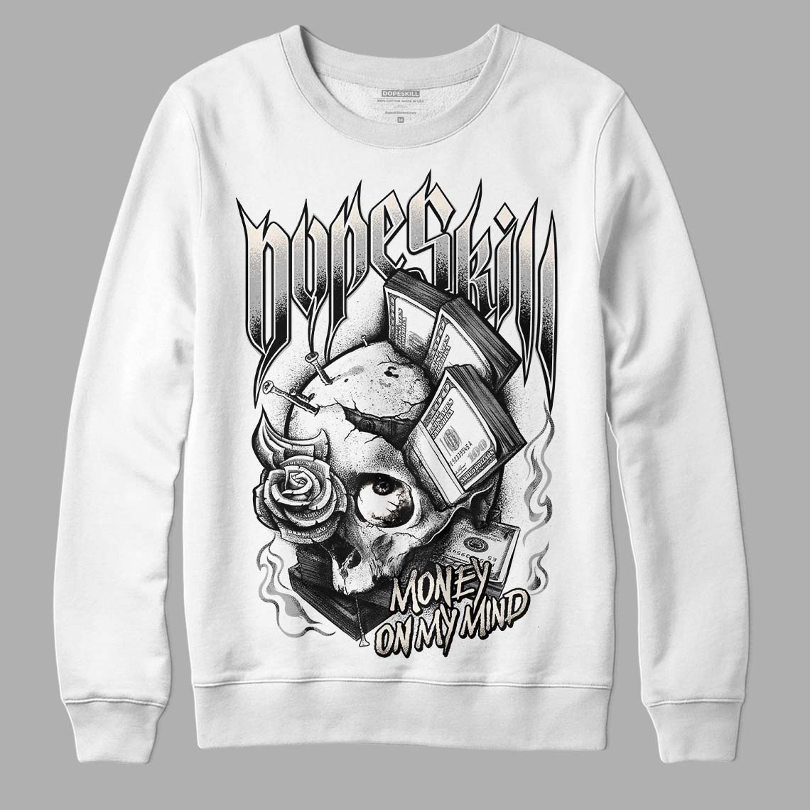 Jordan 3 “Off Noir” DopeSkill Sweatshirt Money On My Mind Graphic Streetwear - White 