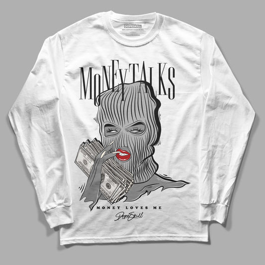 Jordan 3 “Off Noir” DopeSkill Long Sleeve T-Shirt Money Talks Graphic Streetwear - White