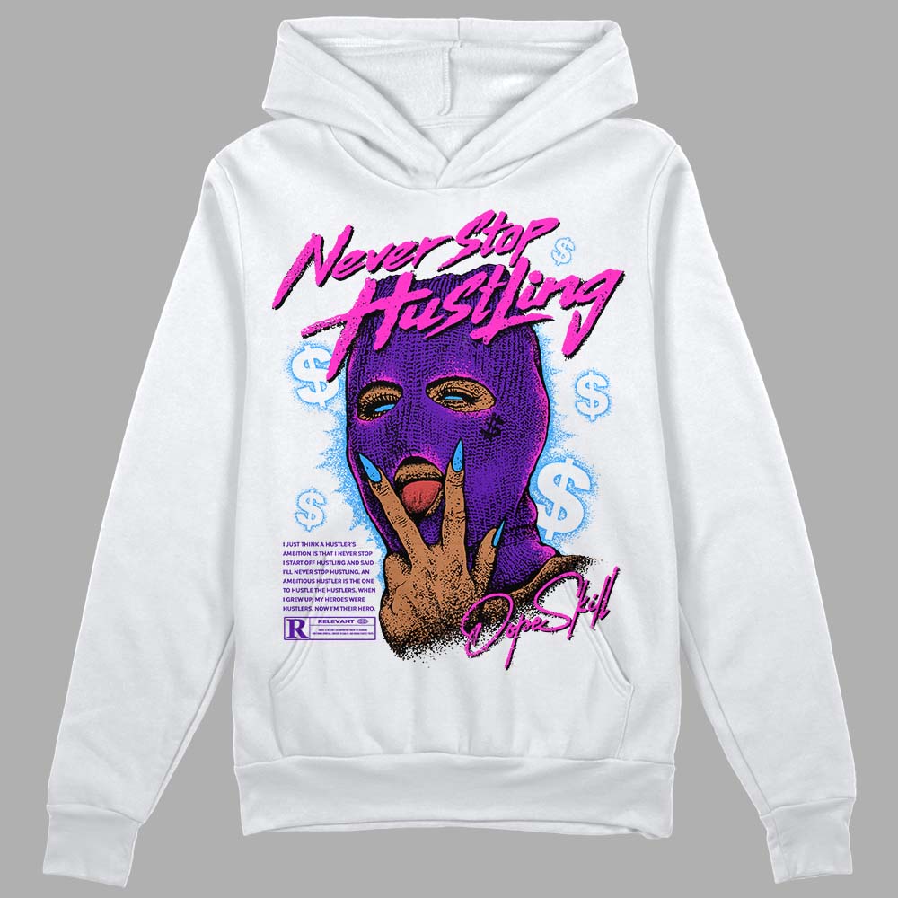 Jordan 13 Court Purple DopeSkill Hoodie Sweatshirt Never Stop Hustling Graphic Streetwear - White 