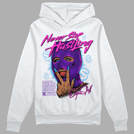 Jordan 13 Court Purple DopeSkill Hoodie Sweatshirt Never Stop Hustling Graphic Streetwear - White 