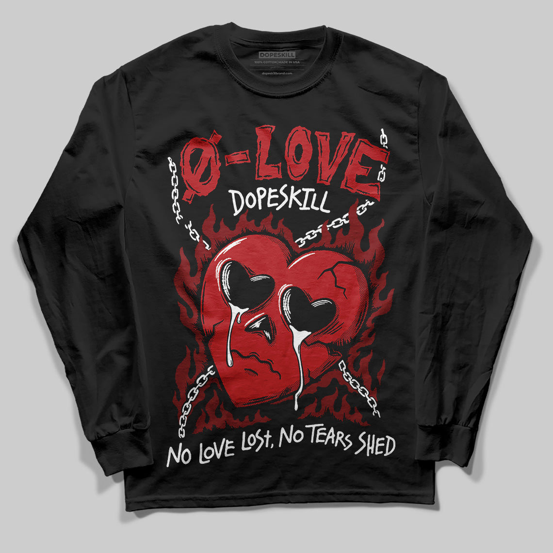 Jordan 12 Retro Flu Game (2025) DopeSkill Long Sleeve T-Shirt Crying Heart Graphic Streetwear - Black