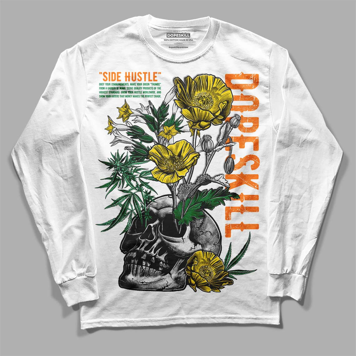 Dunk Low Reverse Brazil DopeSkill Long Sleeve T-Shirt Side Hustle Graphic Streetwear - White