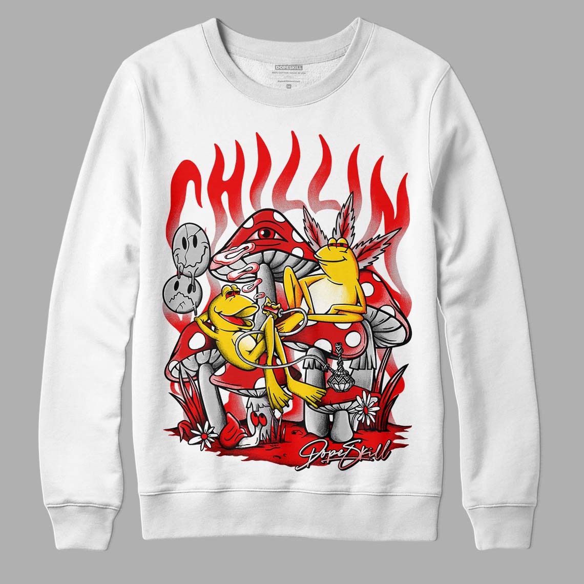 Jordan 12 “Cherry” DopeSkill Sweatshirt Chillin Graphic Streetwear - White 