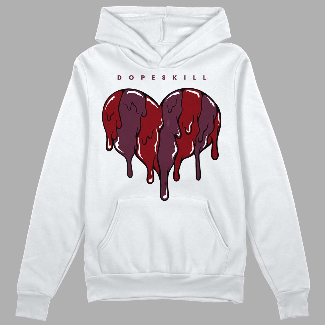 Jordan 5 Retro Burgundy (2023) DopeSkill Hoodie Sweatshirt Slime Drip Heart Graphic Streetwear - White