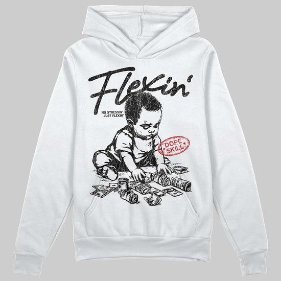 Jordan 4 “Black Cat” (2025) DopeSkill Hoodie Sweatshirt Flexin' Graphic Streetwear - White 