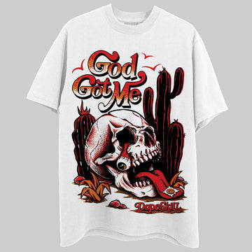 Jordan 4 Retro Red Cement DopeSkill T-Shirt God Got Me Graphic Streetwear - White