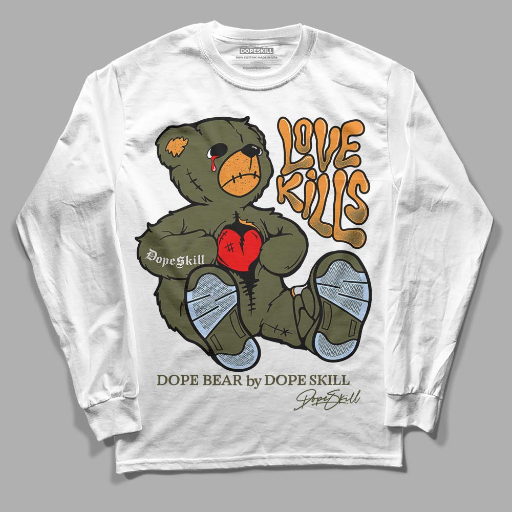 Jordan 5 "Olive" DopeSkill Long Sleeve T-Shirt Love Kills Graphic Streetwear - White