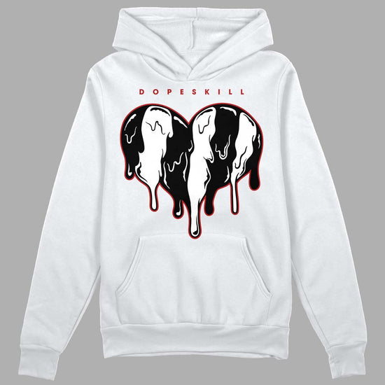 Jordan 14 "Black/White" DopeSkill Hoodie Sweatshirt Slime Drip Heart Graphic Streetwear - White