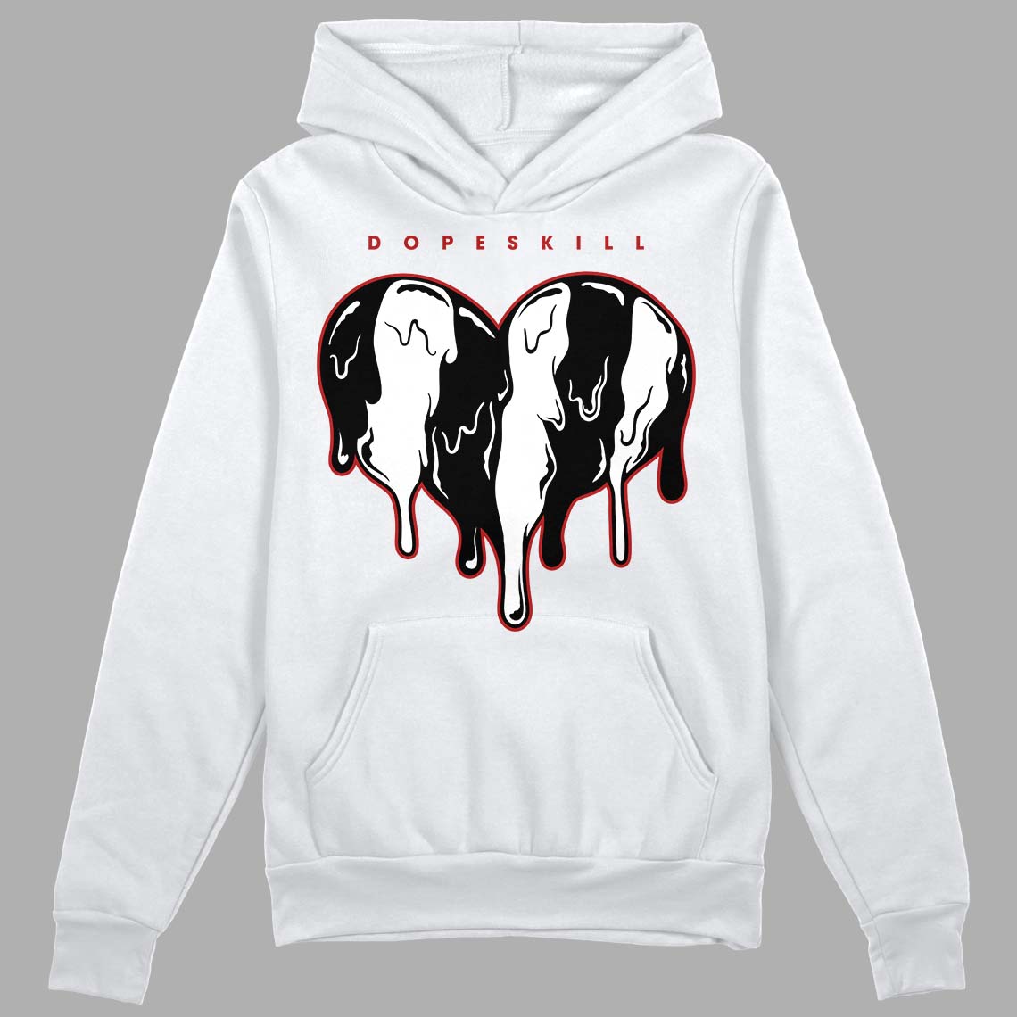 Jordan 14 "Black/White" DopeSkill Hoodie Sweatshirt Slime Drip Heart Graphic Streetwear - White