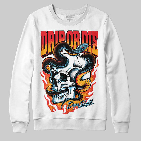 Red Sneakers DopeSkill Sweatshirt Drip or Die Graphic Streetwear - White 