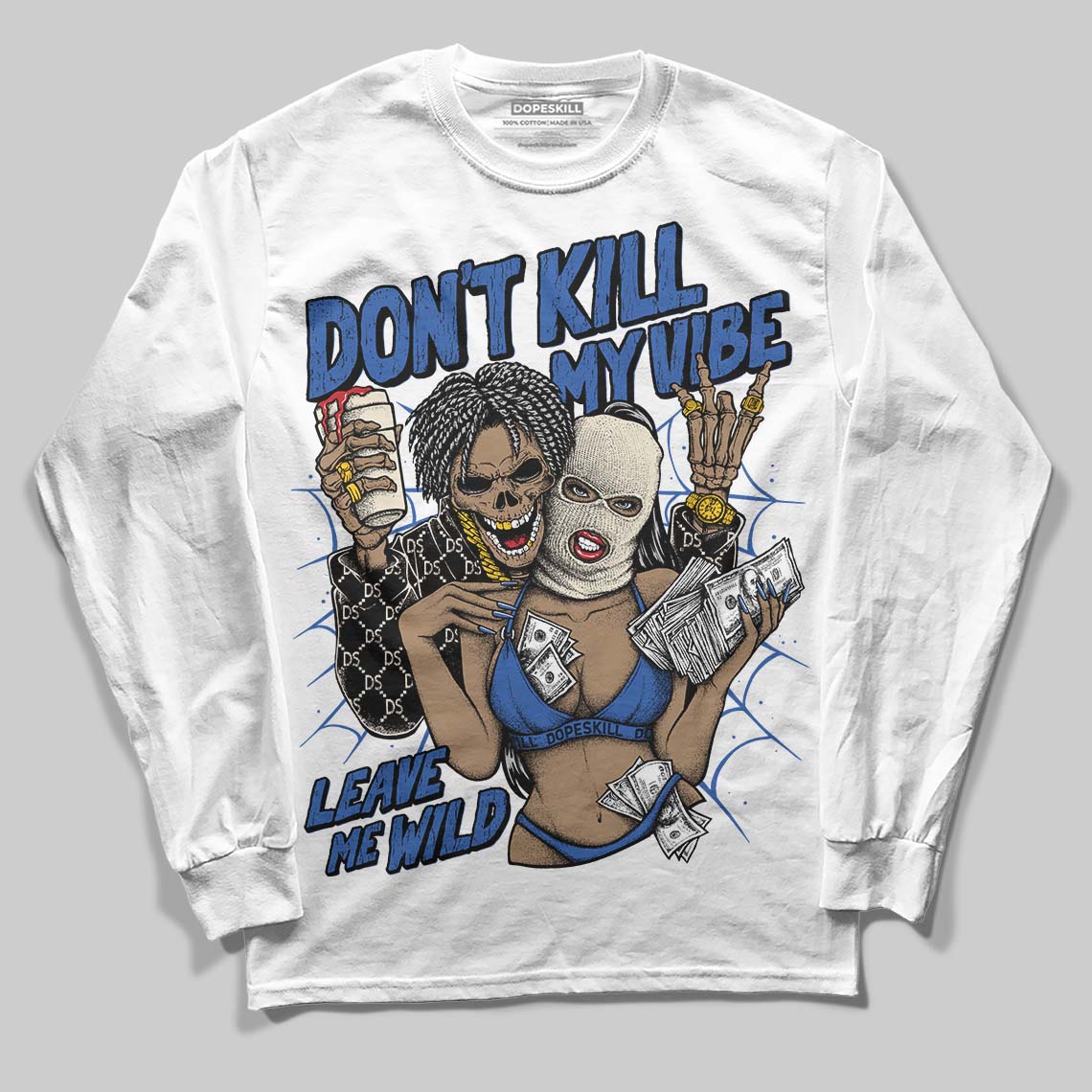 Jordan 1 Low Travis Scott x Fragment DopeSkill Long Sleeve T-Shirt Don't Kill My Vibe Graphic Streetwear - White 