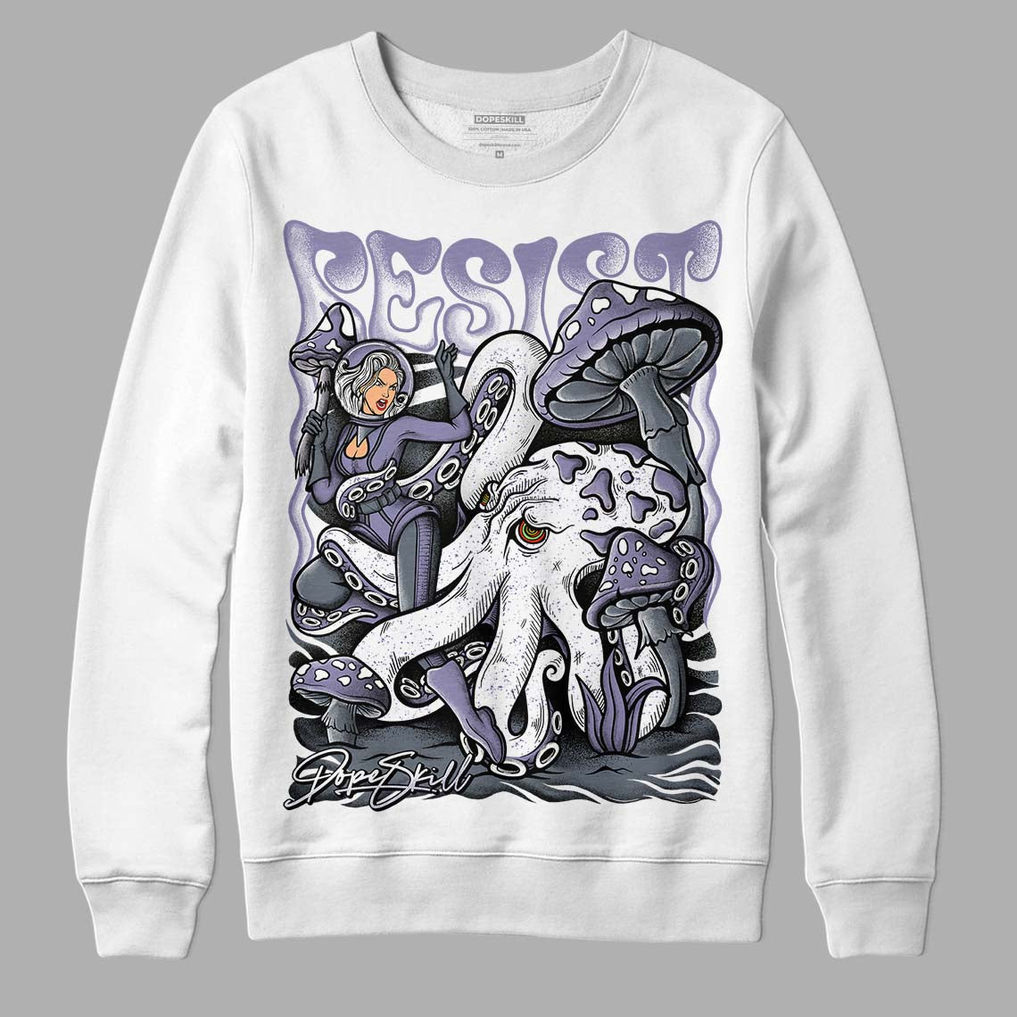 Jordan 5 Retro Low Indigo Haze DopeSkill Sweatshirt Resist Graphic Streetwear - White