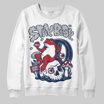 Jordan 4 SB “Summit White/Navy” DopeSkill Sweatshirt Stay Busy Graphic Streetwear - White 