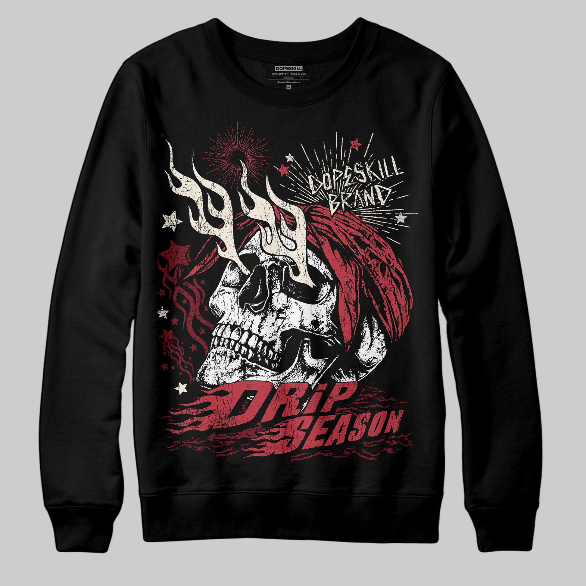 Jordan 4 “Sierra Red" DopeSkill Sweatshirt Drip Season Graphic Streetwear - Black