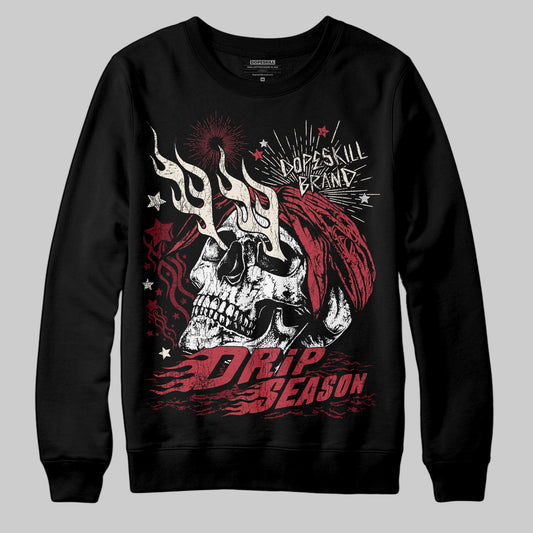 Jordan 4 “Sierra Red" DopeSkill Sweatshirt Drip Season Graphic Streetwear - Black