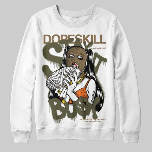 Adidas Samba OG Focus Olive Gum DopeSkill Sweatshirt Stay It Busy Graphic Streetwear - White