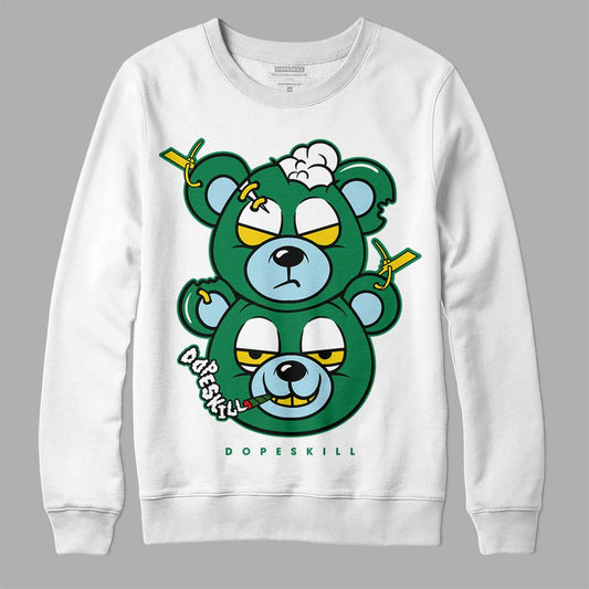 Jordan 5 “Lucky Green” DopeSkill Sweatshirt New Double Bear Graphic Streetwear  - White 