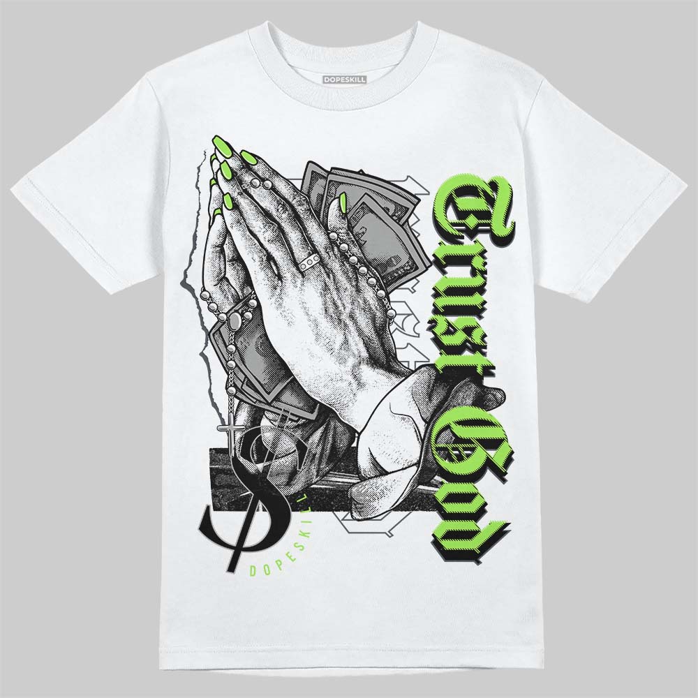 Jordan 5 Green Bean DopeSkill T-Shirt Trust God Graphic Streetwear - White 