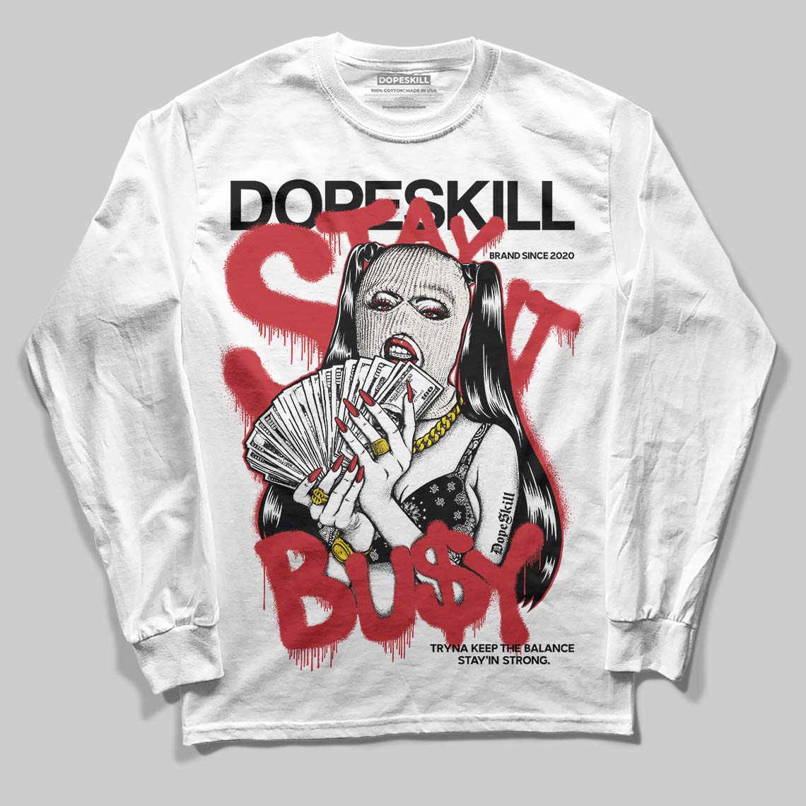 Jordan 4 “Flight Club” DopeSkill Long Sleeve T-Shirt Stay It Busy Graphic Streetwear - White 