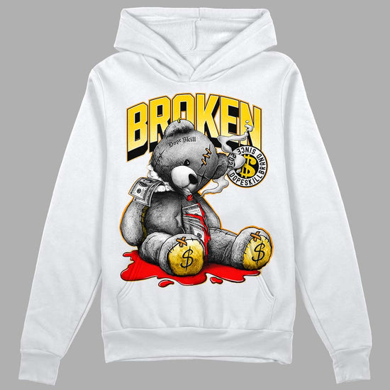 Jordan 6 “Yellow Ochre” DopeSkill Hoodie Sweatshirt Sick Bear Graphic Streetwear - White