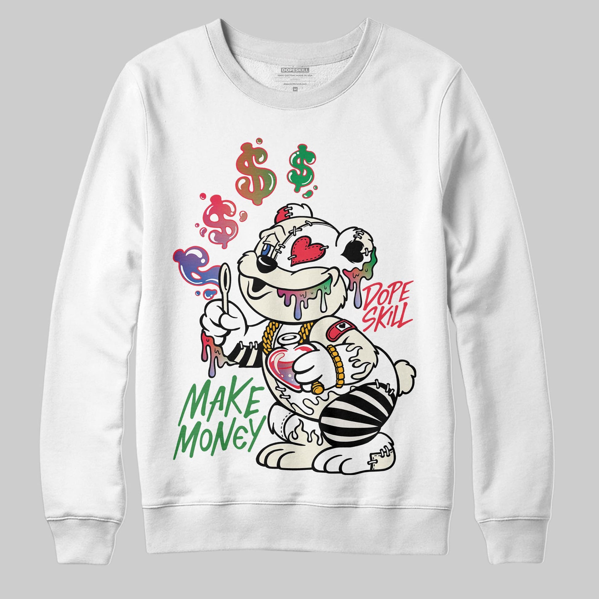 Jordan 11 Retro 285 Atlanta DopeSkill Sweatshirt Make Money Graphic Streetwear - White