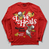 Red Sneakers DopeSkill Long Sleeve T-Shirt New Love Heals Graphic Streetwear - Red