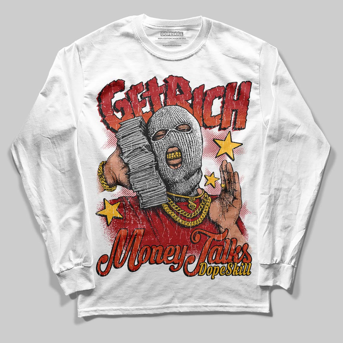 Nigel Sylvester x Air Jordan 4 ‘Brick by Brick’ DopeSkill Long Sleeve T-Shirt Get Rich Graphic Streetwear - White