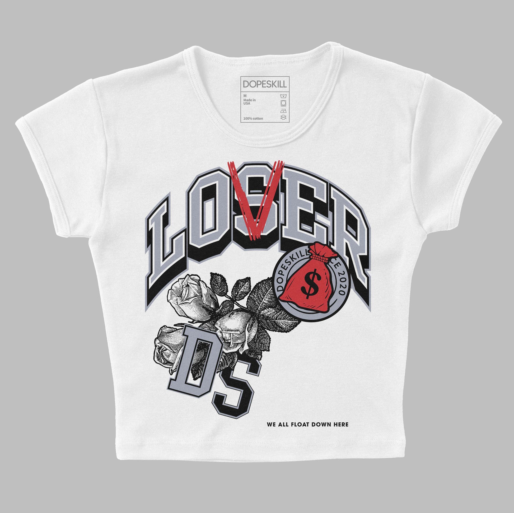 Jordan 4 “Bred Reimagined” DopeSkill Women's Crop Top Loser Lover Graphic Streetwear - White