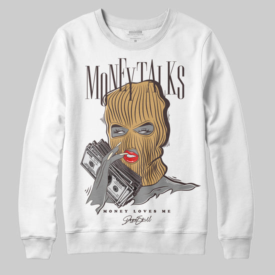 Jordan 5 “Earth/Metallic Gold” DopeSkill Sweatshirt Money Talks Graphic Streetwear - White