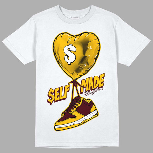 Dunk Yellow Bordeaux DopeSkill T-Shirt Self Made Graphic Streetwear - White