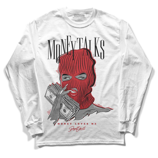 Jordan 12 “Red Taxi” DopeSkill Long Sleeve T-Shirt Money Talks Graphic Streetwear - White