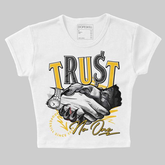 Yellow Sneakers DopeSkill Women's Crop Top Trust No One Graphic Streetwear - White 