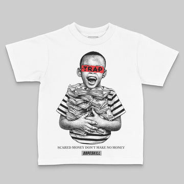 Grey Sneakers DopeSkill Toddler Kids T-shirt Scared Money Don't Make No Money Graphic Streetwear - White  