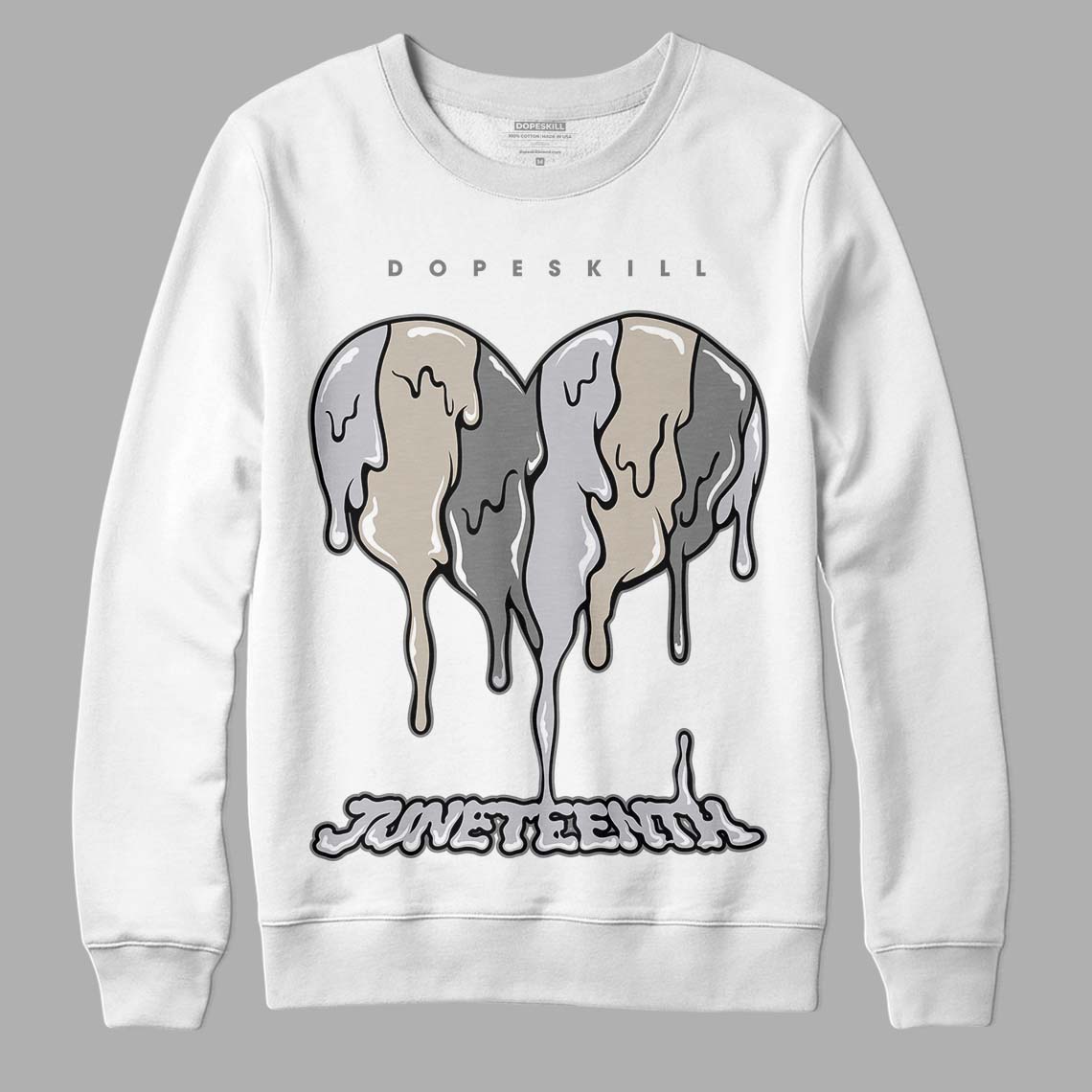 Grey Sneakers DopeSkill Sweatshirt Juneteenth Heart Graphic Streetwear - White 