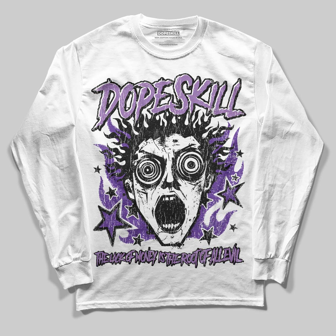 PURPLE Sneakers DopeSkill Long Sleeve T-Shirt Root of Evil Graphic Streetwear - White