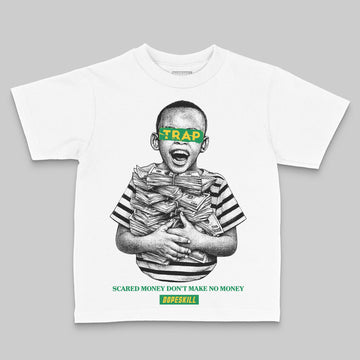 Green Sneakers DopeSkill Toddler Kids T-shirt Scared Money Don't Make No Money Graphic Streetwear - White 