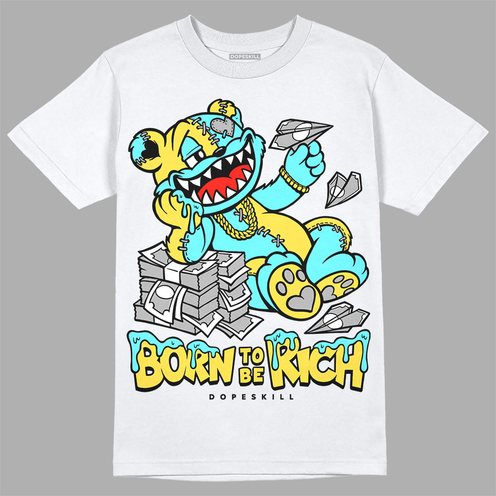 Jordan 5 Aqua DopeSkill T-Shirt Born To Be Rich Graphic Streetwear - White 