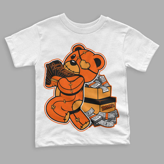 Jordan 12 Retro Brilliant Orange DopeSkill Toddler Kids T-shirt Bear Steals Sneaker Graphic Streetwear - White