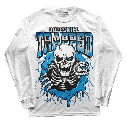 Jordan 4 Retro Military Blue DopeSkill Long Sleeve T-Shirt Trapped Halloween Graphic Streetwear - White 