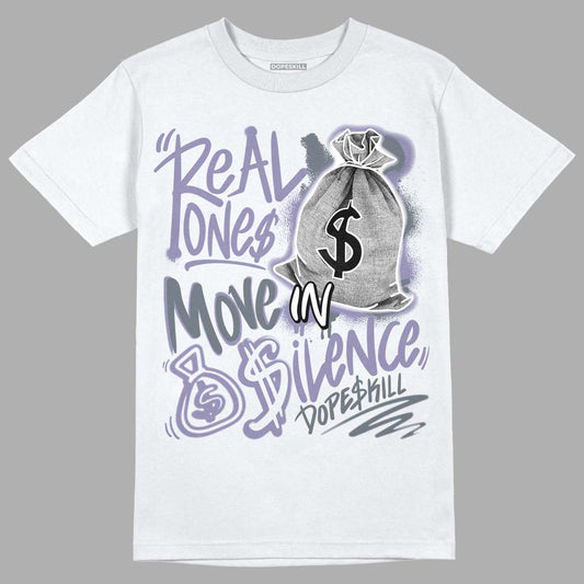 Jordan 5 Retro Low Indigo Haze DopeSkill T-Shirt Real Ones Move In Silence Graphic Streetwear - White