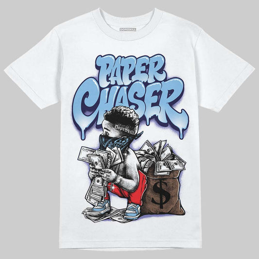 University Blue Sneakers DopeSkill T-Shirt Paper Chaser Boy Graphic Streetwear - White