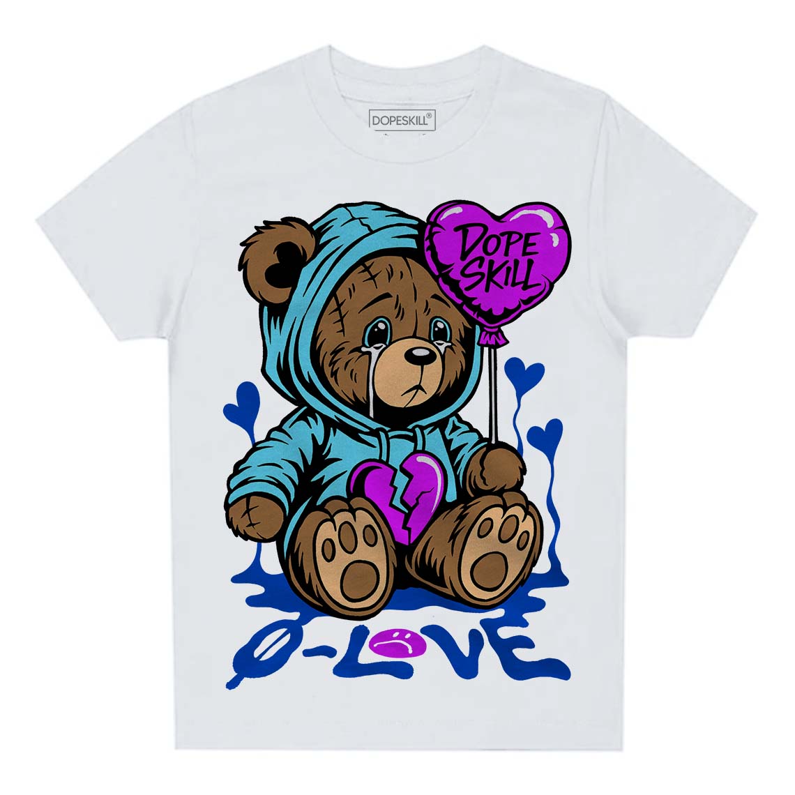 Dunk Low Argon DopeSkill Toddler Kids T-shirt Broken Bear Graphic Streetwear - White