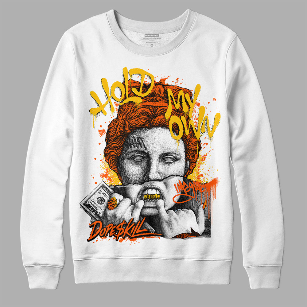 MSCHF Super Normal 2 Orange Milk  DopeSkill Sweatshirt Hold My Own Graphic Streetwear - White 