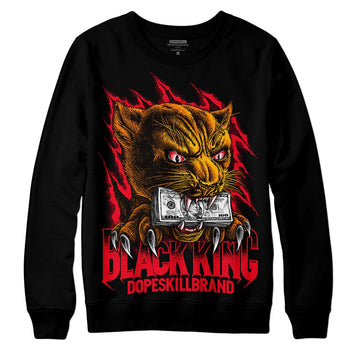 Jordan 4 Red Thunder DopeSkill Sweatshirt Black King Graphic Streetwear - Black