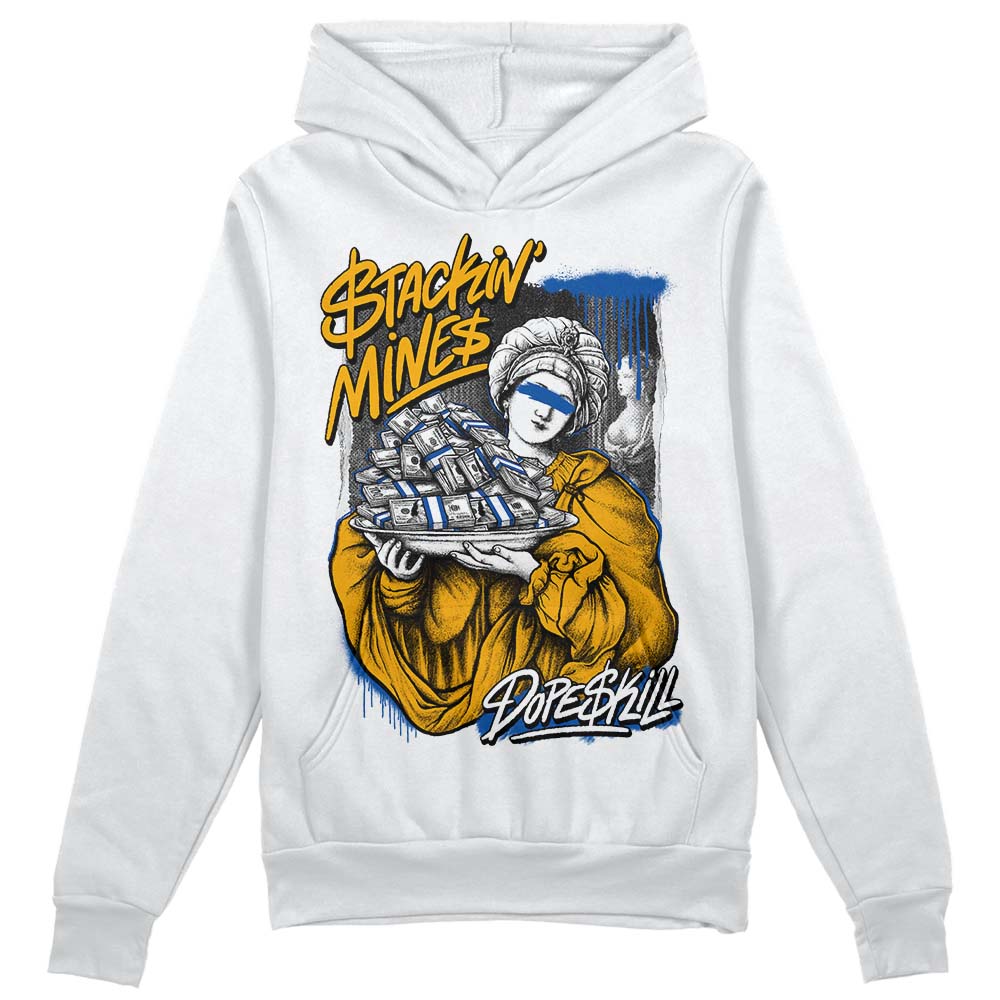 Dunk Blue Jay and University Gold DopeSkill Hoodie Sweatshirt Stackin Mines Graphic Streetwear - White