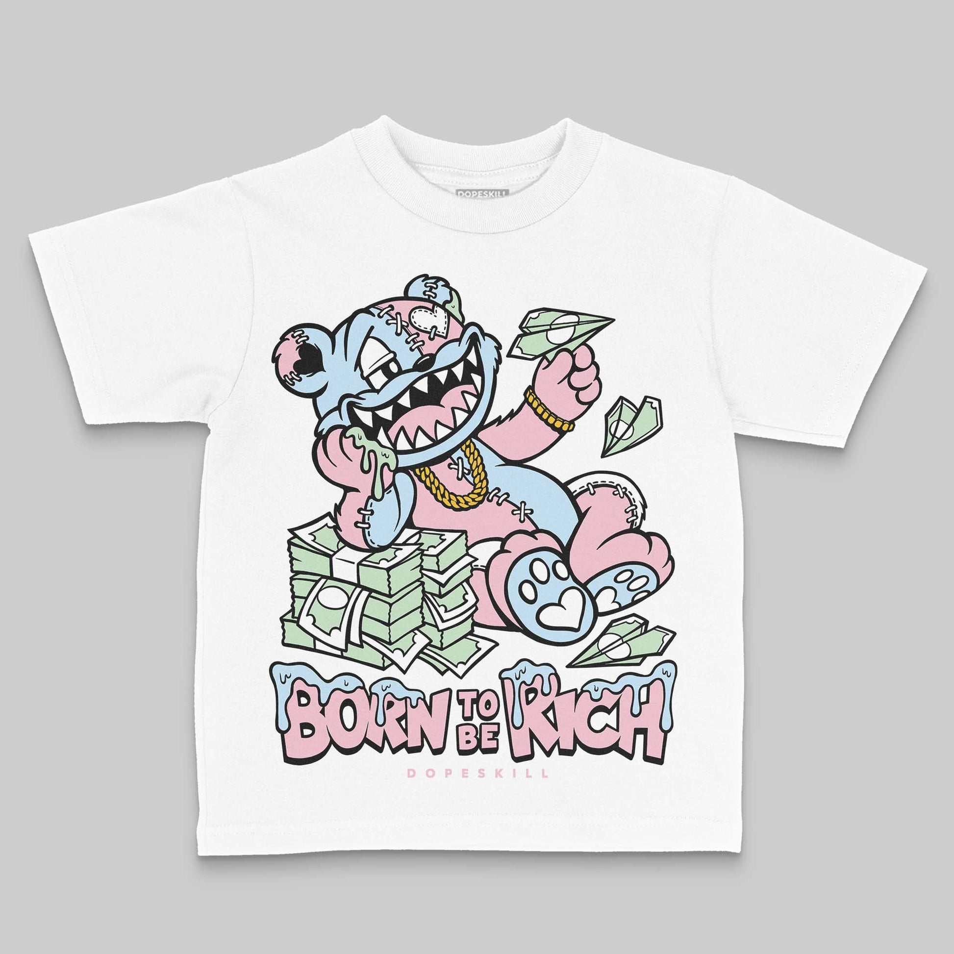 Jordan 4 Retro Valentine's Day (2026) (GS) DopeSkill Toddler Kids T-shirt Born To Be Rich Graphic Streetwear - White