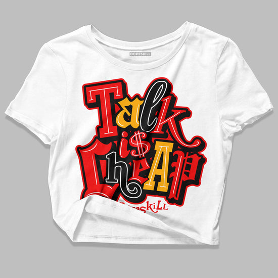 Red Sneakers DopeSkill Women's Crop Top Talk Is Chip Graphic Streetwear - White 