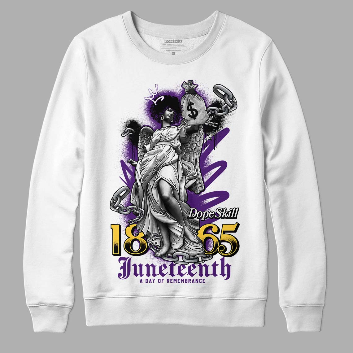 Jordan 12 “Field Purple” DopeSkill Sweatshirt Juneteenth Graphic Streetwear - White