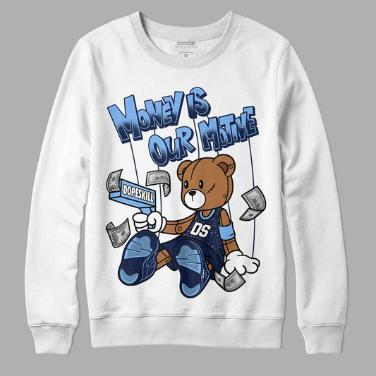 Jordan 5 Midnight Navy DopeSkill Sweatshirt Money Is Our Motive Bear Graphic Streetwear