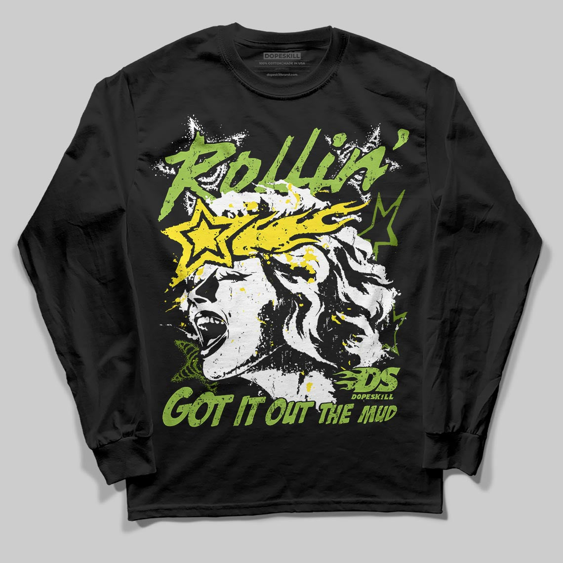 Green Sneakers DopeSkill Long Sleeve T-Shirt Got It Out The Mud Graphic Streetwear - Black